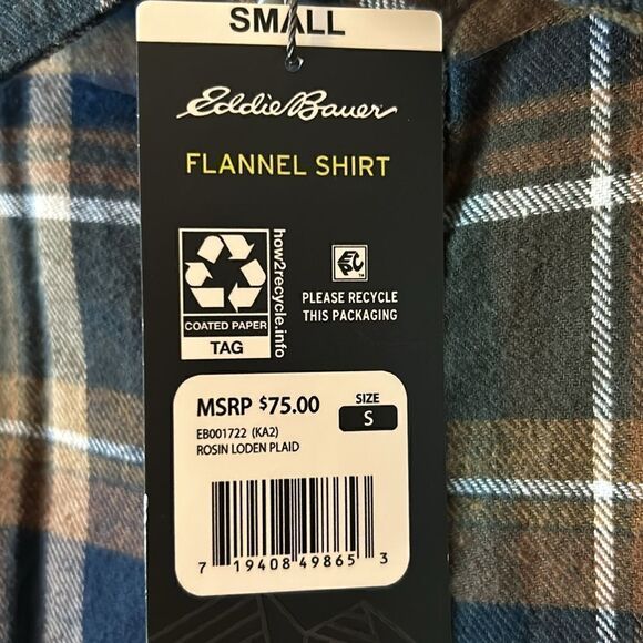 NEW Eddie Bauer Mens Flannel Shirt - Picture 4 of 6